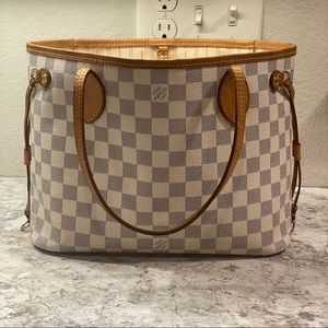 Authentic Louis Vuitton LV Damier Azur Neverfull Tote Bag Purse